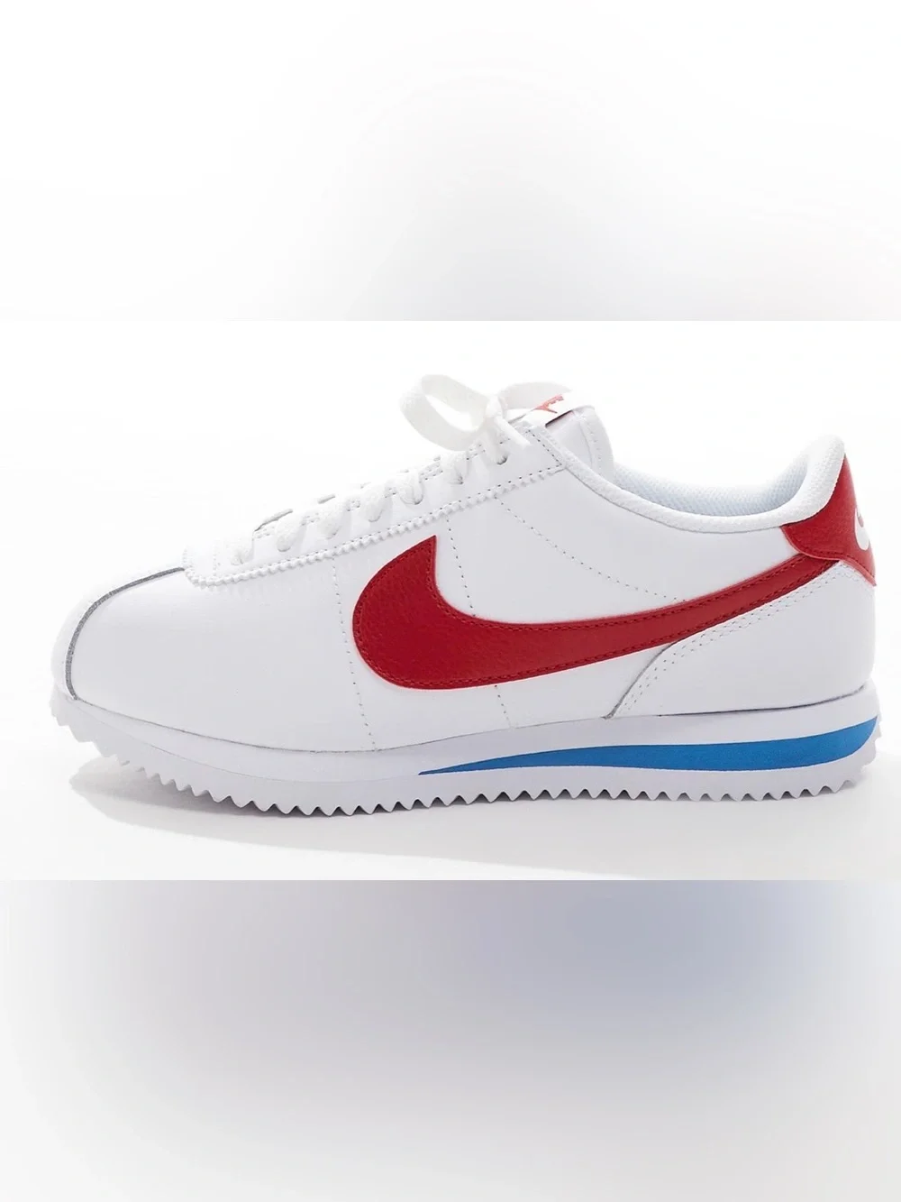 Nike Cortez Leather Sneakers - White/Red with Blue Accent